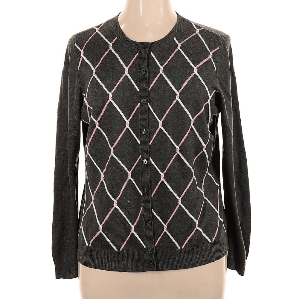 Croft & Barrow long sleeve cardigan, plaid, XL